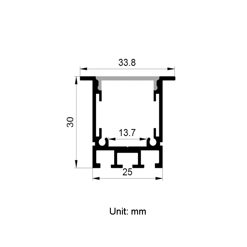 Recessed Aluminum Profile 12mm LED Lights Strip Diffuser Recessed Aluminum Profile 12mm LED Lights Strip Diffuser